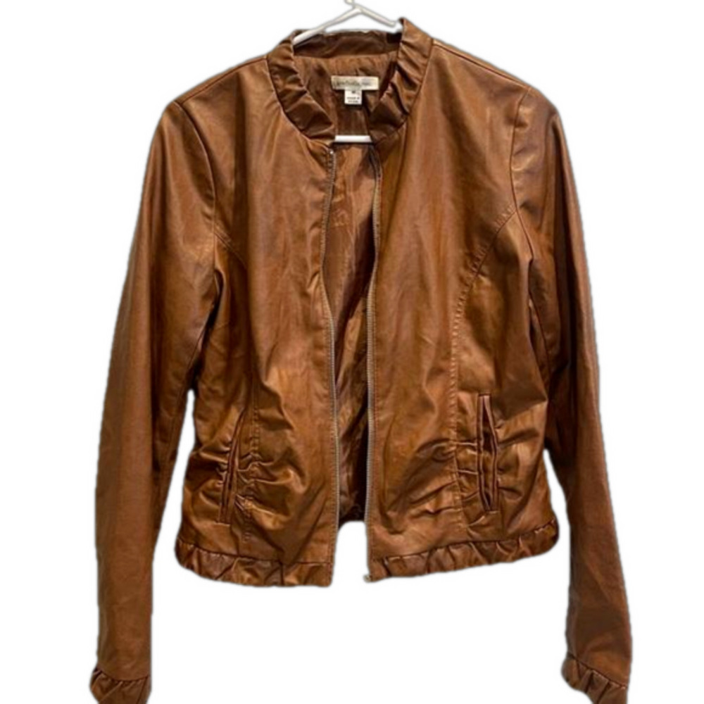JohnPaulRichard Brown Faux Leather jacket - size medium